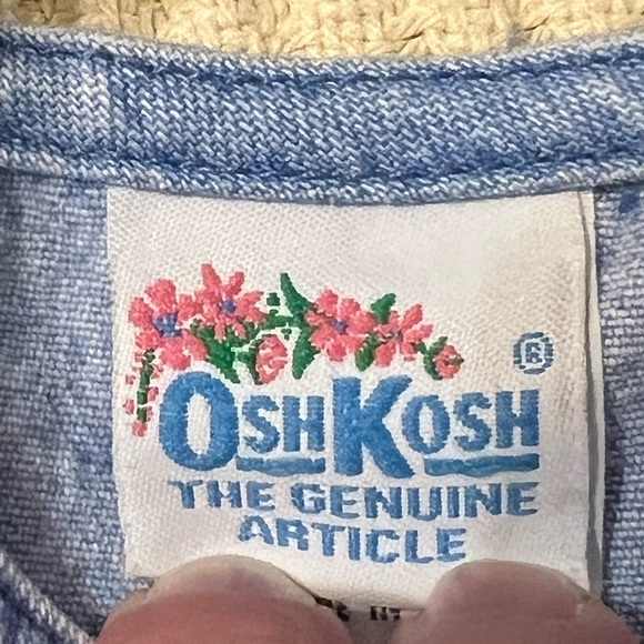 Vintage Oshkosh B’Gosh size 4 toddler Denim Jean Jumper USA made Pink Label - Picture 6 of 7